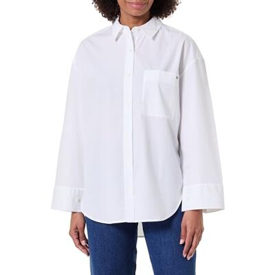 Tommy Hilfiger Camisa Mujer Poplin New Easy Oversized, Blanco (Th Optic White), 38 Tommy Hilfiger Camisa Mujer Poplin New Easy Oversized, Blanco (Th Optic White), 38