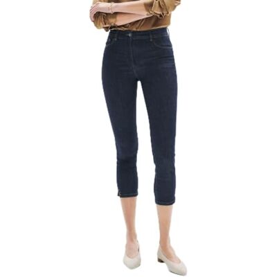 Caroll Pantalón Capri Ajustado, Tela Vaquera Oscura, Talla 42 Caroll Pantalón Capri Ajustado, Tela Vaquera Oscura, Talla 42