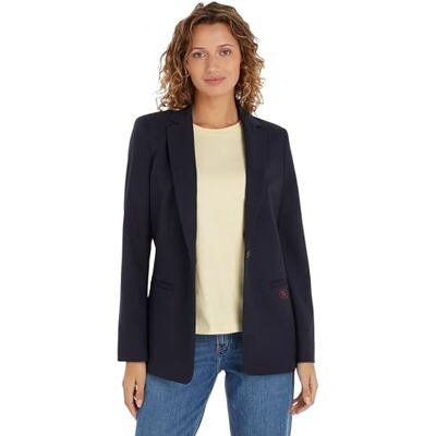 Tommy Hilfiger Blazer para Mujer Regular Elegante, Azul (Desert Sky), 40 Tommy Hilfiger Blazer para Mujer Regular Elegante, Azul (Desert Sky), 40