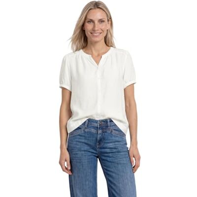 Street One Blusa de Manga Corta con Cuello y Botones Off White 36 Street One Blusa de Manga Corta con Cuello y Botones Off White 36