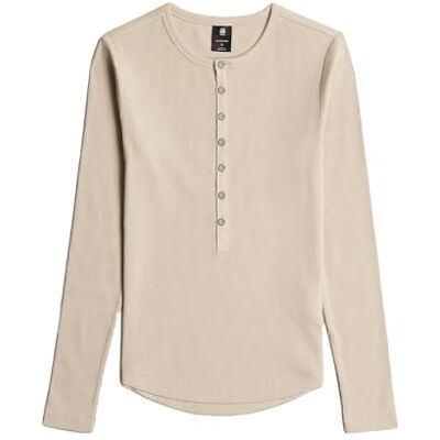 G-STAR Camiseta Henley Slim para Mujer, Beige (dk brick -E136-1214), XXS G-STAR Camiseta Henley Slim para Mujer, Beige (dk brick -E136-1214), XXS