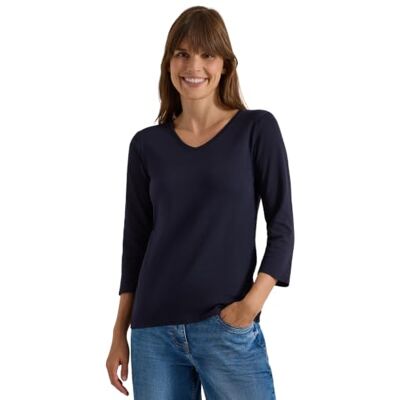 Cecil 3232333 Camiseta de Manga 3/4 en Color Liso con Cuello en V Mujer Cecil 3232333 Camiseta de Manga 3/4 en Color Liso con Cuello en V Mujer