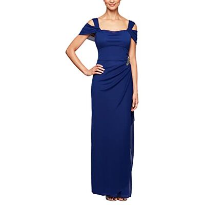 Alex Evenings Long Cold Shoulder Dress, Mother of The Bride Vestido de Fiesta Formal, Azul eléctrico con Cuentas, 16 para Mujer Alex Evenings Long Cold Shoulder Dress, Mother of The Bride Vestido de Fiesta Formal, Azul eléctrico con Cuentas, 16 para Mujer