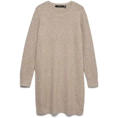 VERO MODA Vestido de Punto para Mujer, Sepia Tint Melange, XL VERO MODA Vestido de Punto para Mujer, Sepia Tint Melange, XL