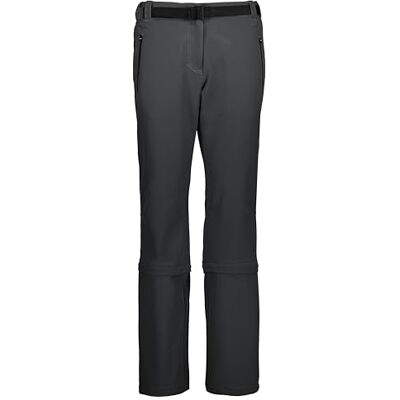 CMP Pantalón de mujer stretch comfort fit con cremallera, Antracita, C22 CMP Pantalón de mujer stretch comfort fit con cremallera, Antracita, C22