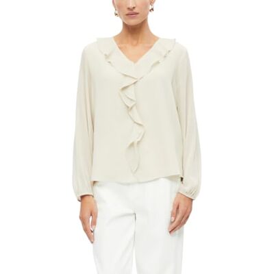 s.Oliver Bernd freier GmbH & co. kg/ Blusa de Manga Larga con Volantes para Mujer, Almendra, 38 s.Oliver Bernd freier GmbH & co. kg/ Blusa de Manga Larga con Volantes para Mujer, Almendra, 38