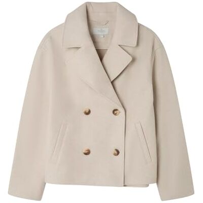 SPRINGFIELD Short Length Cloth Coat with Lapel and Front Buttons Abrigo De Longitud Corta, Blanco, 44 para Mujer SPRINGFIELD Short Length Cloth Coat with Lapel and Front Buttons Abrigo De Longitud Corta, Blanco, 44 para Mujer