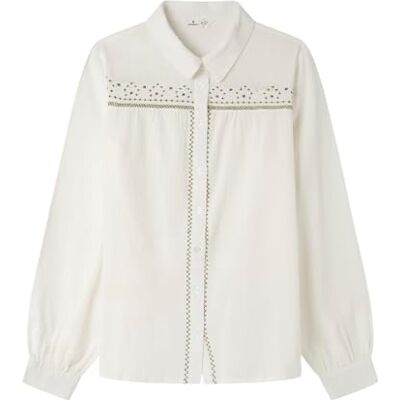 SPRINGFIELD Long Sleeve Blouse with Emroidered Yoke Blusa De Manga Larga Mujer (Pack de 1) SPRINGFIELD Long Sleeve Blouse with Emroidered Yoke Blusa De Manga Larga Mujer (Pack de 1)