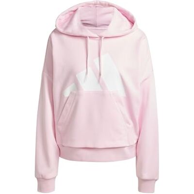 Adidas Mujer Essentials Big Logo French Terry Loose Hoodie Sweatshirt, Clear Pink/White, XXS Adidas Mujer Essentials Big Logo French Terry Loose Hoodie Sweatshirt, Clear Pink/White, XXS