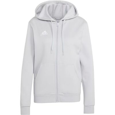 Adidas Mujer Entrada26 Full Zip Hoodie Sweatshirt, Team Light Grey/White, S Adidas Mujer Entrada26 Full Zip Hoodie Sweatshirt, Team Light Grey/White, S