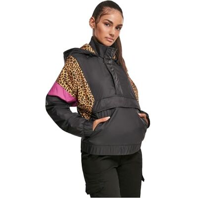 Urban Classics Ladies AOP Mixed Pull Over Jacket Chaqueta, Multicolor (Black/Leo 01945), XXXX-Large para Mujer Urban Classics Ladies AOP Mixed Pull Over Jacket Chaqueta, Multicolor (Black/Leo 01945), XXXX-Large para Mujer