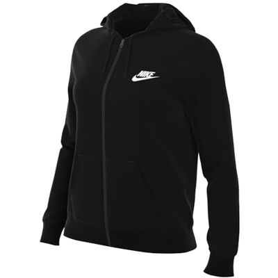 Nike W NSW Club FLC FZ Hoodie STD Sweatshirt Mujer Blanco Negro Tamaño S-S Nike W NSW Club FLC FZ Hoodie STD Sweatshirt Mujer Blanco Negro Tamaño S-S