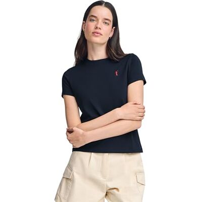Polo Club Camiseta de Manga Corta para Mujer, 100% Algodón Cuello Redondo Clásico y Ajuste Cómodo, Camiseta Básica Casual Polo Club Camiseta de Manga Corta para Mujer, 100% Algodón Cuello Redondo Clásico y Ajuste Cómodo, Camiseta Básica Casual