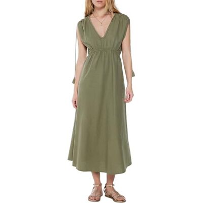 SPRINGFIELD SPRINGFILED Vestido Midi Túnica Algodón Lino, Vestido Mujer, Kaki, 34 SPRINGFIELD SPRINGFILED Vestido Midi Túnica Algodón Lino, Vestido Mujer, Kaki, 34