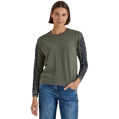 Cecil Camiseta de Manga Larga para Mujer 3231616 con Cuello Redondo y Detalles Leo, Verde Oliva, XL Cecil Camiseta de Manga Larga para Mujer 3231616 con Cuello Redondo y Detalles Leo, Verde Oliva, XL