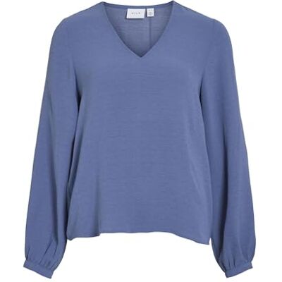 Vila Visurashil V-Neck L/S Top/R/Dfs Blusas, Bijou Blue, 38 Mujeres Vila Visurashil V-Neck L/S Top/R/Dfs Blusas, Bijou Blue, 38 Mujeres
