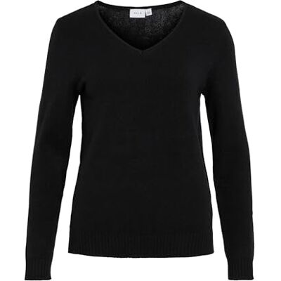 Vila Clothes Viril L/s V-Neck Knit Top-Noos, suéter Mujer, Negro (Black), 42 (Talla del Fabricante: X-Large) Vila Clothes Viril L/s V-Neck Knit Top-Noos, suéter Mujer, Negro (Black), 42 (Talla del Fabricante: X-Large)