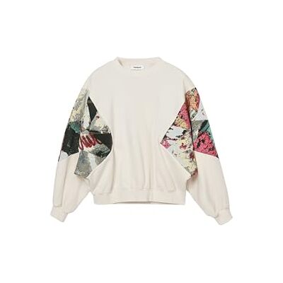 Desigual Sudadera de Manga Larga para Mujer, Blanco, S Desigual Sudadera de Manga Larga para Mujer, Blanco, S