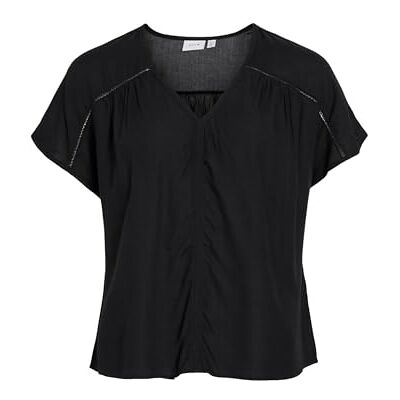 Vila Neck Top Vieros-Camiseta con Cuello en V, Talla S/S, Negro, 36 Mujeres Vila Neck Top Vieros-Camiseta con Cuello en V, Talla S/S, Negro, 36 Mujeres