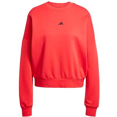 Adidas Donna Essentials Small Logo Feel Cozy Relaxed FIT Sweatshirt, Pure Ruby/Black, XXS Adidas Donna Essentials Small Logo Feel Cozy Relaxed FIT Sweatshirt, Pure Ruby/Black, XXS
