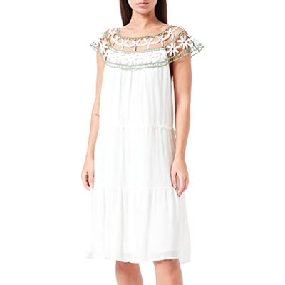IZIA Vestido de Encaje Floral, Blanco, XS para Mujer IZIA Vestido de Encaje Floral, Blanco, XS para Mujer