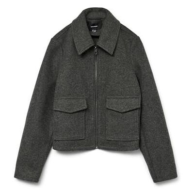 VERO MODA Abrigo Femenino VMSAFIR Chaqueta, Gris Oscuro, S VERO MODA Abrigo Femenino VMSAFIR Chaqueta, Gris Oscuro, S