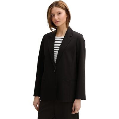 TOM TAILOR Denim Mujer Blazer, 14482 Deep Black, XS TOM TAILOR Denim Mujer Blazer, 14482 Deep Black, XS