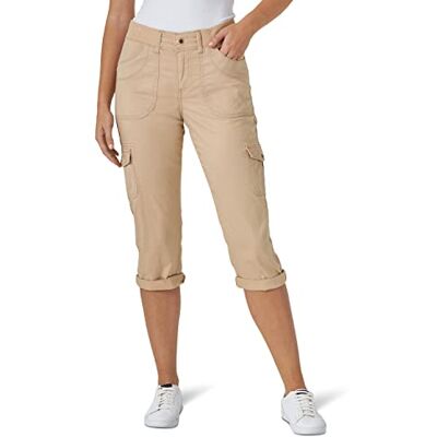 Lee Pantalón Capri de Cintura de Punto Austyn de Ajuste Relajado para Mujer, Café, 18 US Lee Pantalón Capri de Cintura de Punto Austyn de Ajuste Relajado para Mujer, Café, 18 US