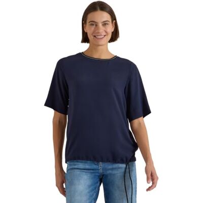 Cecil Blusa de Manga Corta con Cuello Redondo Urbano Azul Oscuro S Cecil Blusa de Manga Corta con Cuello Redondo Urbano Azul Oscuro S