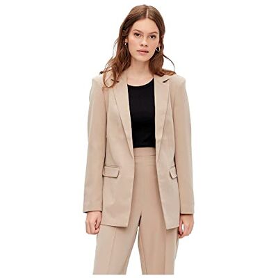 PIECES Pcbozzy Ls Loose Blazer Noos Bc, Blazer Mujer, Marrón (Silver Mink), S PIECES Pcbozzy Ls Loose Blazer Noos Bc, Blazer Mujer, Marrón (Silver Mink), S