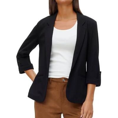 VERO MODA Vmeva 3/4 Blazer Noos, Negro, S VERO MODA Vmeva 3/4 Blazer Noos, Negro, S