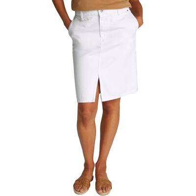 Tommy Hilfiger Falda Vaquera Mujer Straight hasta la Rodilla, Blanco (TH Optic White), 36 Tommy Hilfiger Falda Vaquera Mujer Straight hasta la Rodilla, Blanco (TH Optic White), 36