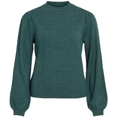 Vila Blusa de Manga Larga para Mujer, Cuello Alto, Pino Ponderosa, S Vila Blusa de Manga Larga para Mujer, Cuello Alto, Pino Ponderosa, S