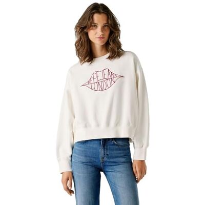 Pepe Jeans Bernis Sudadera para Mujer, Mousse White, S, Mousse White, S Pepe Jeans Bernis Sudadera para Mujer, Mousse White, S, Mousse White, S