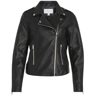 Vila Clothes Vicara Faux Leather Jacket-Noos, Chaqueta Mujer, Negro (Black Black), 36 (Talla del Fabricante: Small) Vila Clothes Vicara Faux Leather Jacket-Noos, Chaqueta Mujer, Negro (Black Black), 36 (Talla del Fabricante: Small)