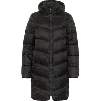 KAFFE Women's Puffer Coat High Collar Hooded Mid-Thigh Length Zipper Regular Fit Abrigo, Negro Profundo, 42 para Mujer KAFFE Women's Puffer Coat High Collar Hooded Mid-Thigh Length Zipper Regular Fit Abrigo, Negro Profundo, 42 para Mujer