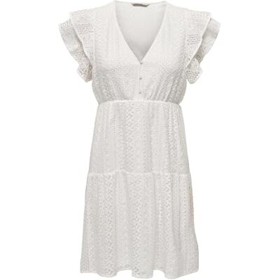 ONLY Onlhelena Lace Capsl Dress WVN Noos Vestido de Verano para Mujer, Blanco, XS ONLY Onlhelena Lace Capsl Dress WVN Noos Vestido de Verano para Mujer, Blanco, XS