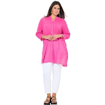 Ulla Popken Longbluse, Krepp, Stehkragen, V-Ausschnitt, 3/4-arm Blusa Larga Alto y Cuello en V, Manga 3/4, Rosa, 50-52 Grande Mujeres Ulla Popken Longbluse, Krepp, Stehkragen, V-Ausschnitt, 3/4-arm Blusa Larga Alto y Cuello en V, Manga 3/4, Rosa, 50-52 Grande Mujeres