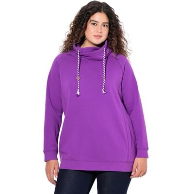 Ulla Popken Sudadera para Mujer, Tallas Grandes, Tallas Grandes, Talla Grande, Cuello Alto, Bolsillos, Manga Larga raglán, Morado, 48-50 Ulla Popken Sudadera para Mujer, Tallas Grandes, Tallas Grandes, Talla Grande, Cuello Alto, Bolsillos, Manga Larga raglán, Morado, 48-50
