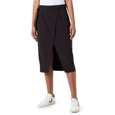 PIECES Pcacci HW Wrap Midi Skirt BC Falda Cruzada para Mujer, Negro, L PIECES Pcacci HW Wrap Midi Skirt BC Falda Cruzada para Mujer, Negro, L
