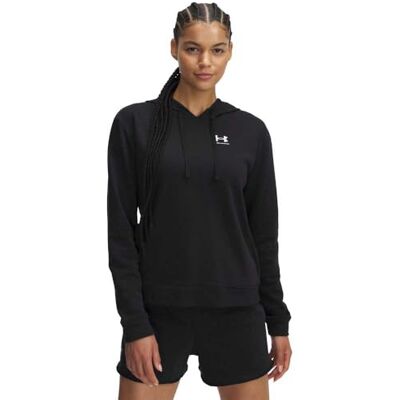 Under Armour UA Rival Sudadera con Capucha de Rizo, Color Negro y Blanco, Talla XS Under Armour UA Rival Sudadera con Capucha de Rizo, Color Negro y Blanco, Talla XS