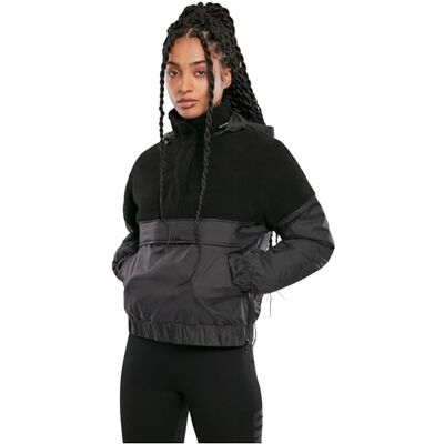 Urban Classics -ladies Sherpa Mix Pull Over Jacket Chaquetas, Negro/Negro, S Mujeres Urban Classics -ladies Sherpa Mix Pull Over Jacket Chaquetas, Negro/Negro, S Mujeres