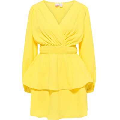 threezy Minivestido para Mujer , Amarillo, XS, Vestido Mini, XS threezy Minivestido para Mujer , Amarillo, XS, Vestido Mini, XS