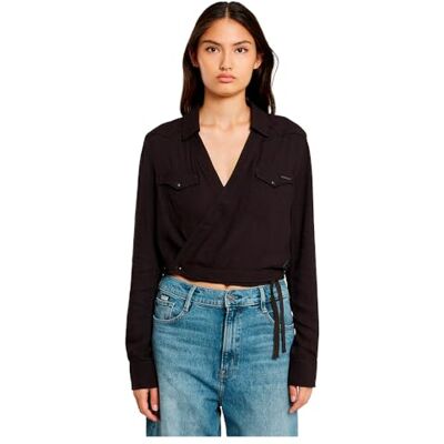 G-STAR Tacoma Wrap Shirt Wmn LS Camiseta, Negro Dk Black -d723-6484, XS Mujeres G-STAR Tacoma Wrap Shirt Wmn LS Camiseta, Negro Dk Black -d723-6484, XS Mujeres