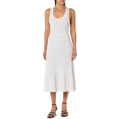 Pinko Tilo Vestido Punto Efecto Plisado Informal, Z04_Blanco Brill, XXL para Mujer Pinko Tilo Vestido Punto Efecto Plisado Informal, Z04_Blanco Brill, XXL para Mujer