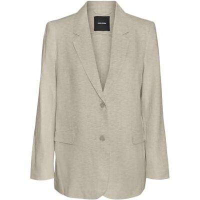 VERO MODA Vmmindy LS Loose Linen Blazer Mix Noos, Avena, 42 VERO MODA Vmmindy LS Loose Linen Blazer Mix Noos, Avena, 42