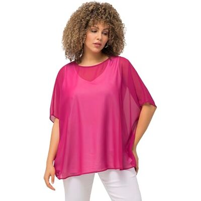 Ulla Popken Blusa de Gasa Camisa Cami, Color Rosa Fucsia, 60 ES/66 ES Mujeres Ulla Popken Blusa de Gasa Camisa Cami, Color Rosa Fucsia, 60 ES/66 ES Mujeres