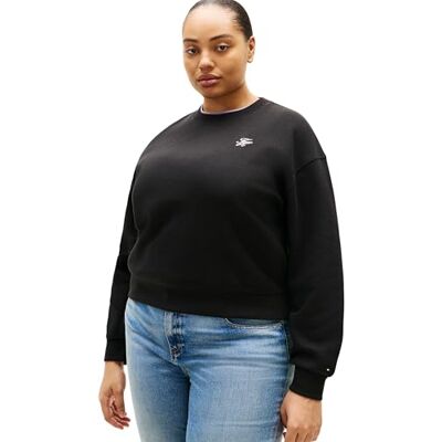 Tommy Hilfiger CRV TH Script REG Fleece SWTSRT WW0WW49511 Sudadera de Forro Polar para Mujer, Color Negro (Negro), 48, Negro (Negro), 76 Tommy Hilfiger CRV TH Script REG Fleece SWTSRT WW0WW49511 Sudadera de Forro Polar para Mujer, Color Negro (Negro), 48, Negro (Negro), 76