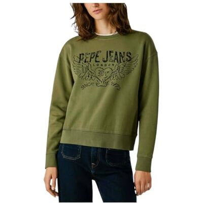 Pepe Jeans Sudadera BEBERLY para Mujer, Verde (Khaki Green), S, Verde (Verde Caqui), S Pepe Jeans Sudadera BEBERLY para Mujer, Verde (Khaki Green), S, Verde (Verde Caqui), S