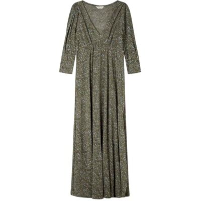 SPRINGFIELD Midi Pleated Dress with V Neck and Cape Skirt Fitted On Top Vestido con Escote En V Mujer SPRINGFIELD Midi Pleated Dress with V Neck and Cape Skirt Fitted On Top Vestido con Escote En V Mujer
